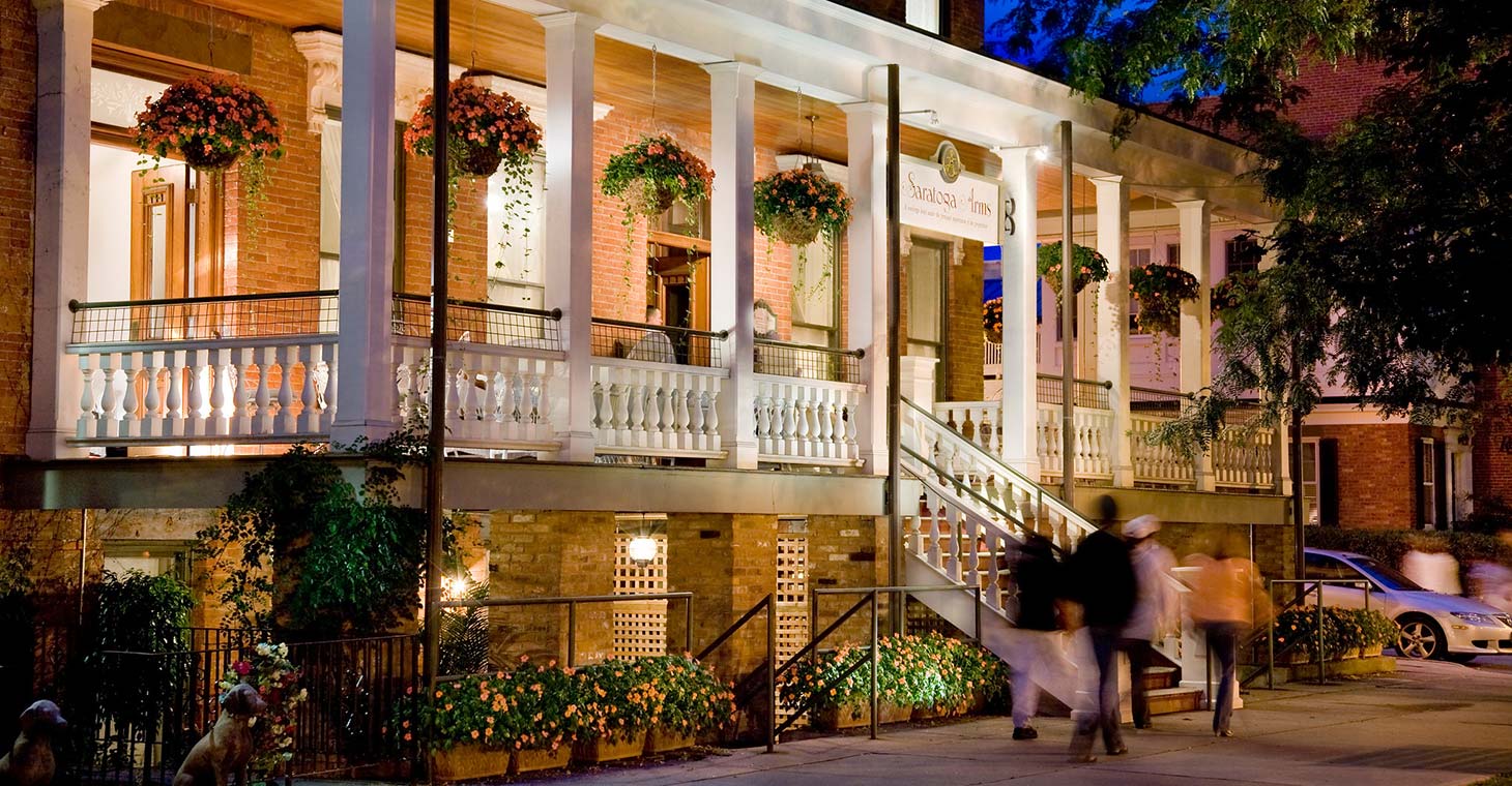 Evening stroll in front of Saratoga Arms