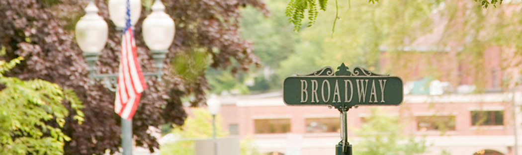 Broadway street sign - Downtown Saratoga Springs