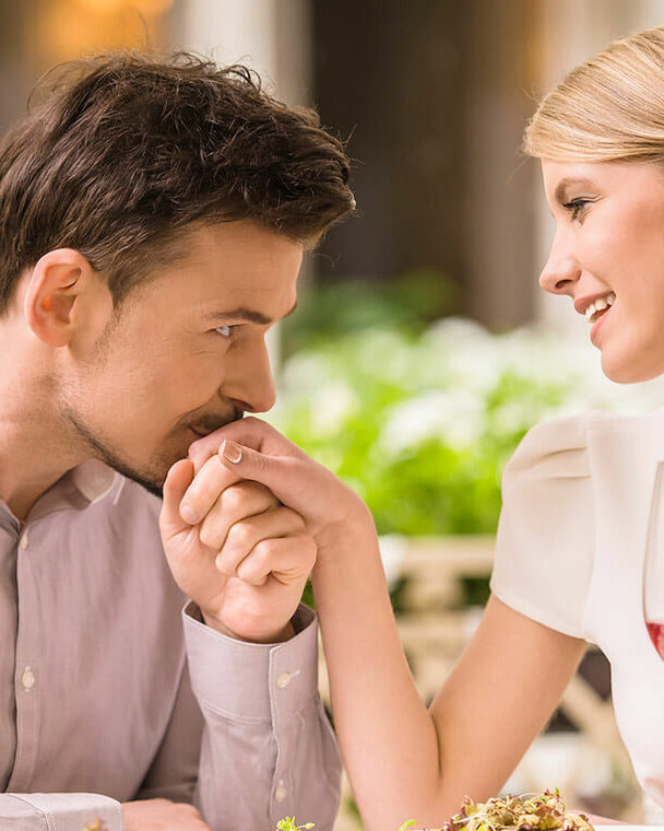 Couple enjoys a romantic dinner