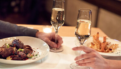 Couple enjoys romantic dinner