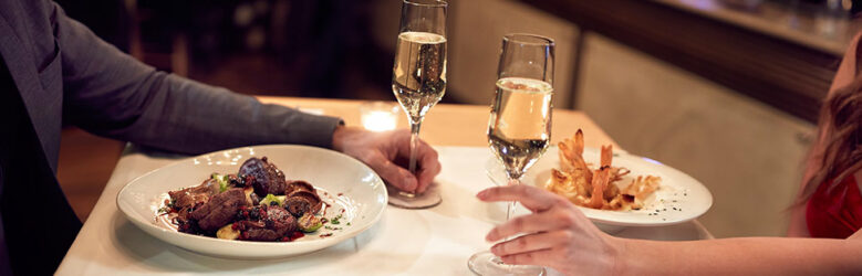 Couple enjoys romantic dinner