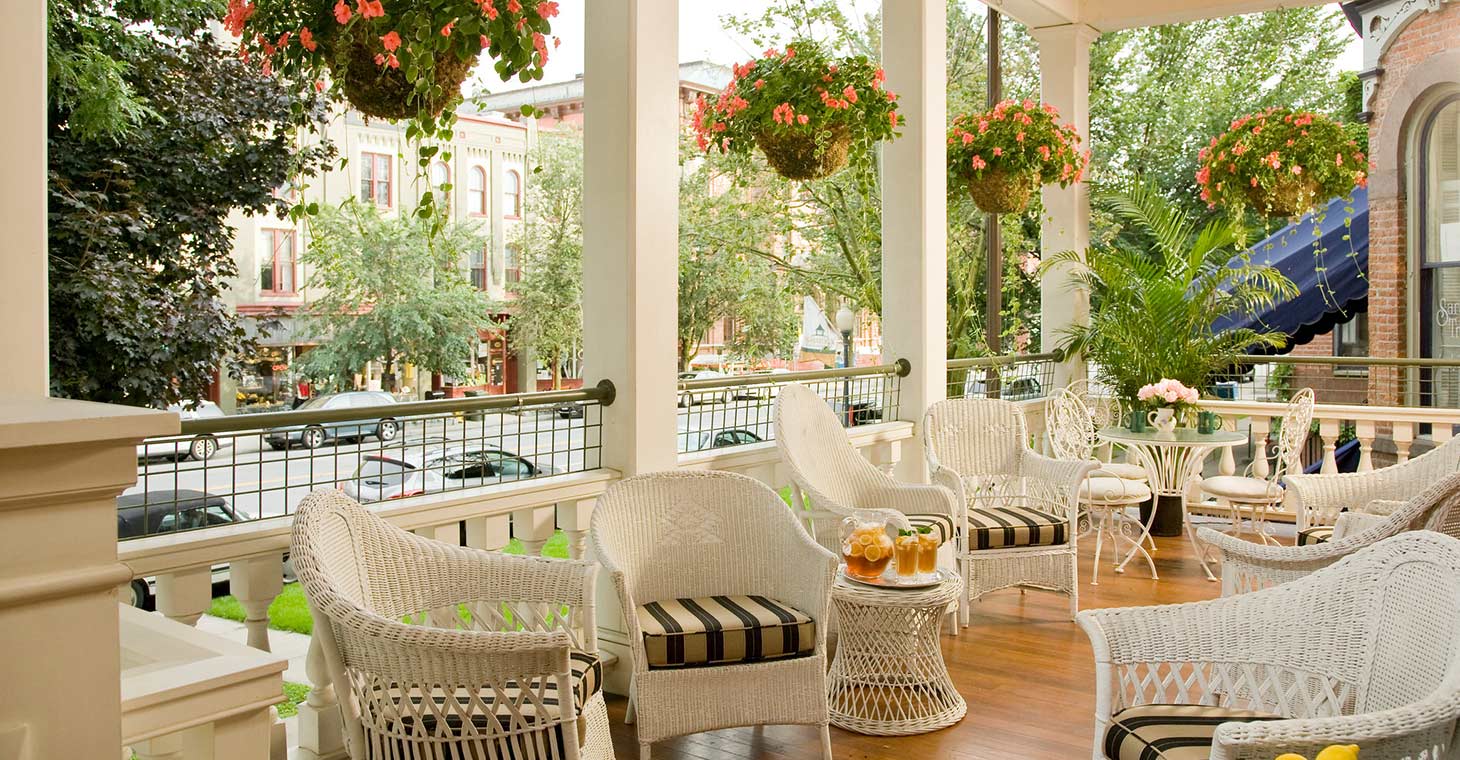 Relax on the front porch of our Saratoga Springs Inn