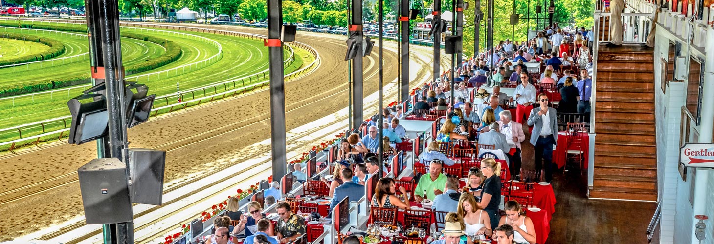 Spectators enjoy a day at the Saratoga Race Course