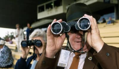 Watching racing at the Saratoga Race Course