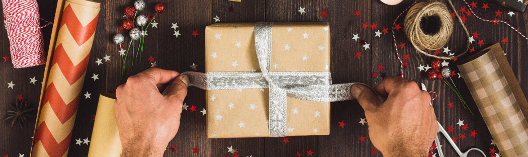 Wrapping present during holiday season