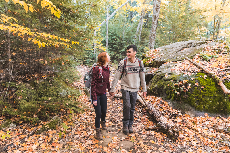 Couple hiking in the fall