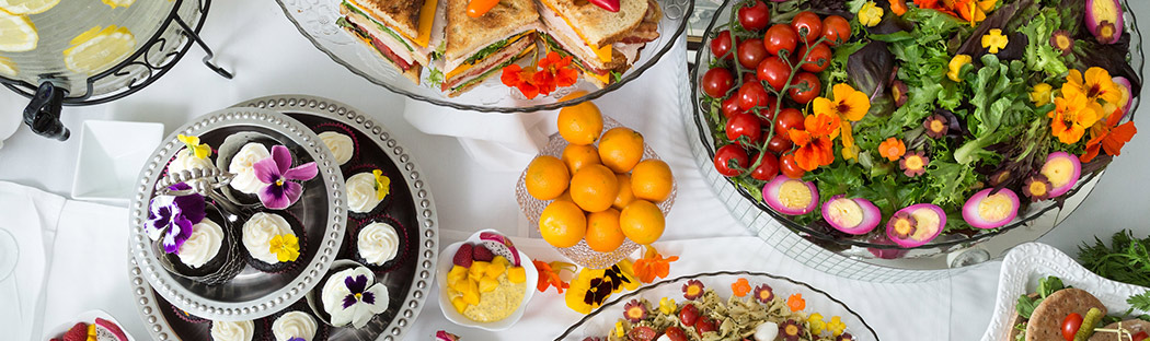 View of a buffet from above - Catering in Saratoga Springs