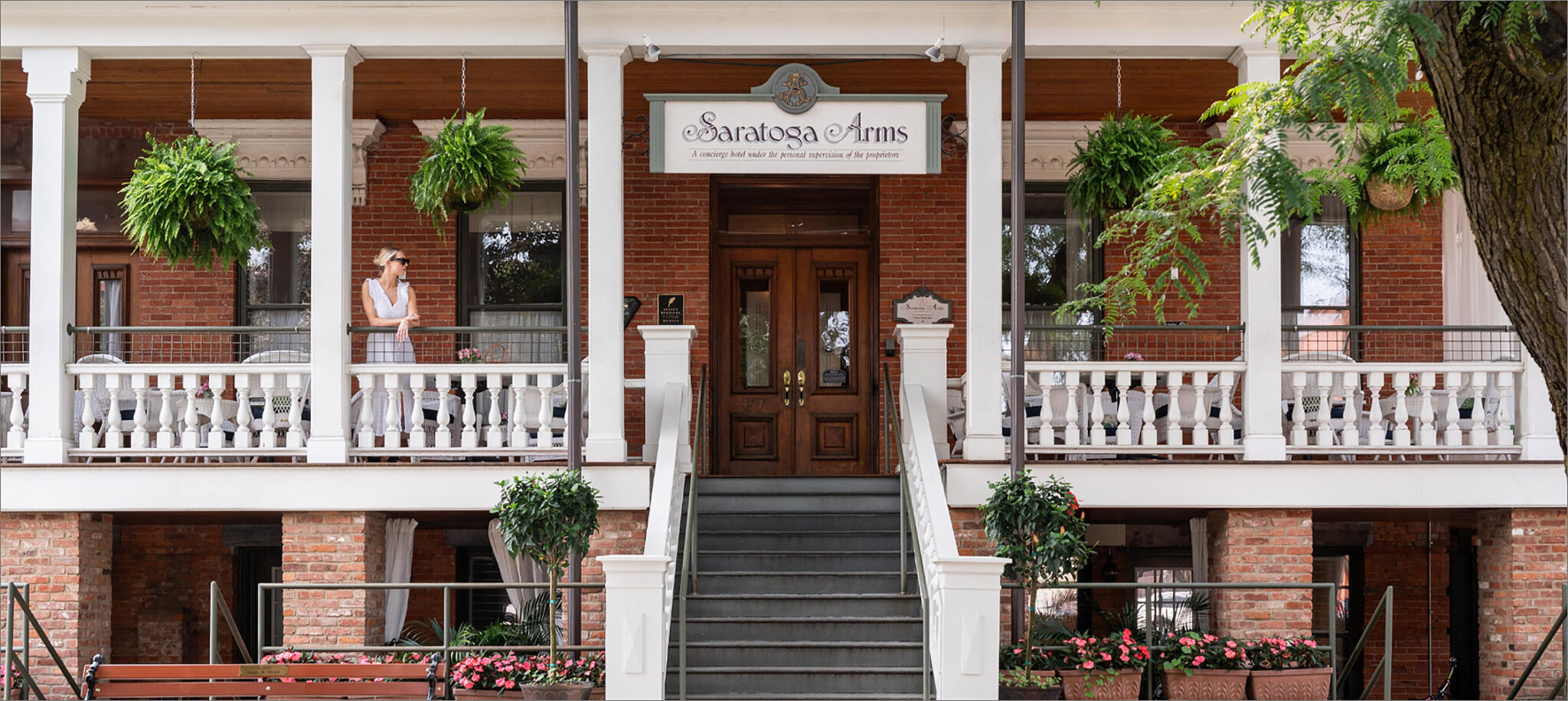 Saratoga Springs NY hotel in the evening